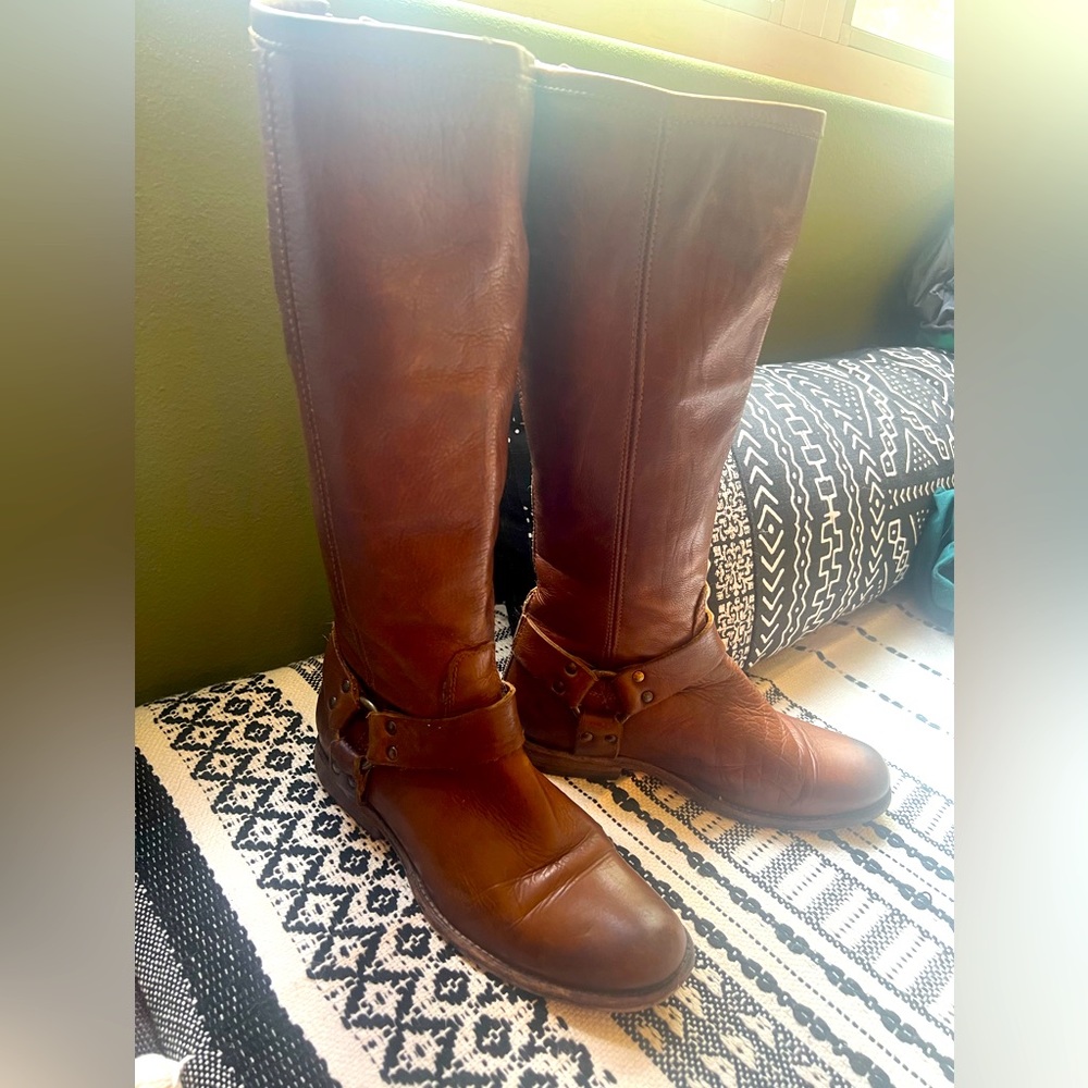 FRYE 🍁Phillip Harness Tall Brown Boot 7.5 B